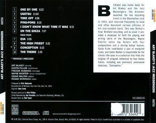 ART BLAKELY'S JAZZ MESSENGERS AT BIRDLAND Ugetsu CD, new/sealed **see notes