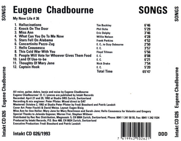 EUGENE CHADBOURNE Songs Used CD, Like New