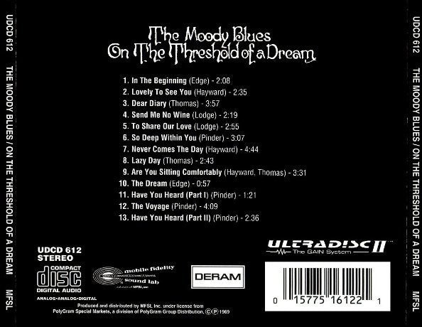 MOODY BLUES On The Threshold Of A Dream CD, MFSL, very good plus