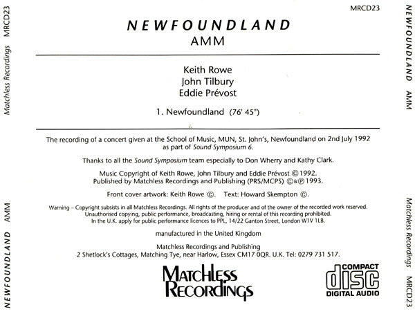 AMM Newfoundland Used CD, VG+