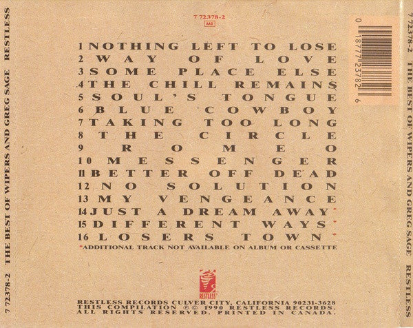 WIPERS The Best Of The Wipers CD, like new