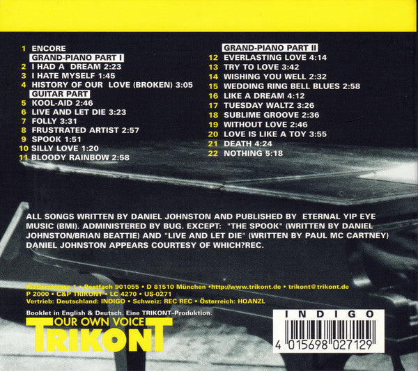 DANIEL JOHNSTON Why Me? Live Volksbuhne AM Rosa-Luxemburg-Platz Berlin 6/6/99 Used CD, like new