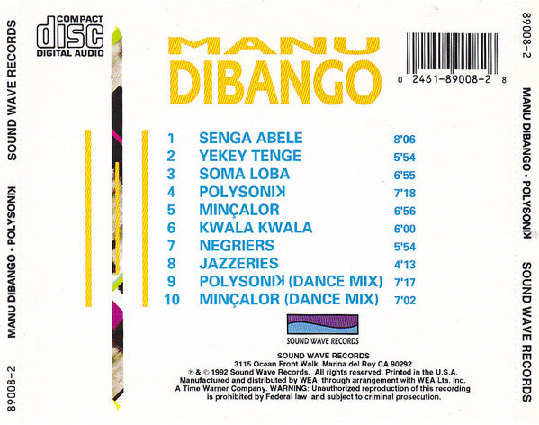 MANU DIBANGO Polysonik Feat. Mc Mell'o CD, like new