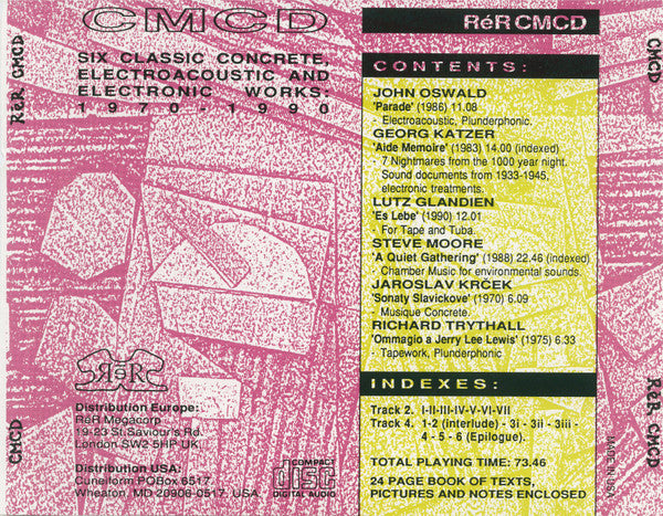 VARIOUS ARTISTS CMCD (Six Classic Concrete, Electroacoustic and Electronic Works Used CD, VG+