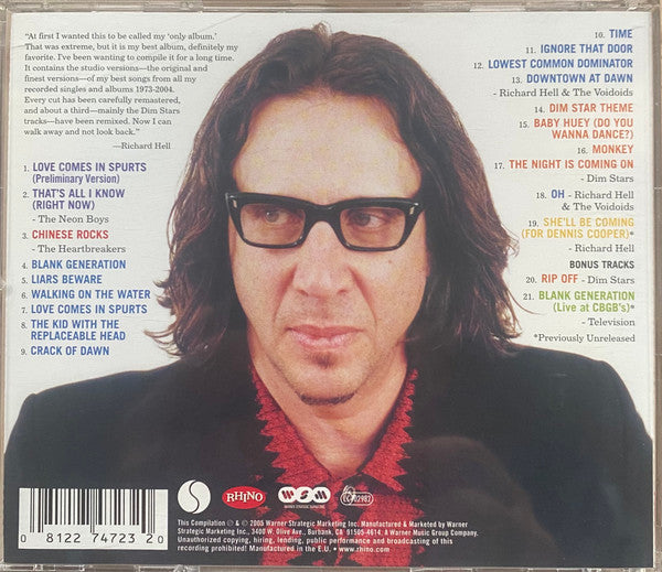 RICHARD HELL Spurts: The Richard Hell Story CD, like new