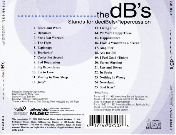The dB's Stands For Decibels/Repercussions Used CD, like new