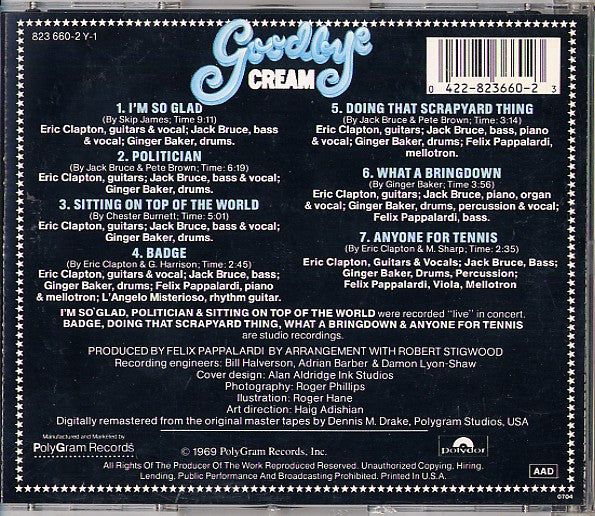 CREAM Goodbye CD, like new