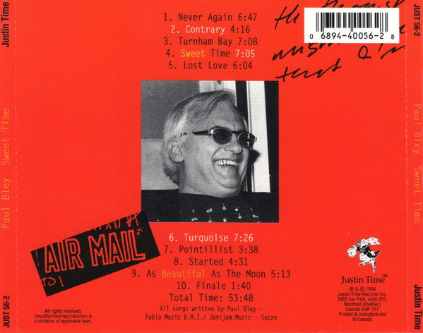 PAUL BLEY Sweet Time Used CD, VG+