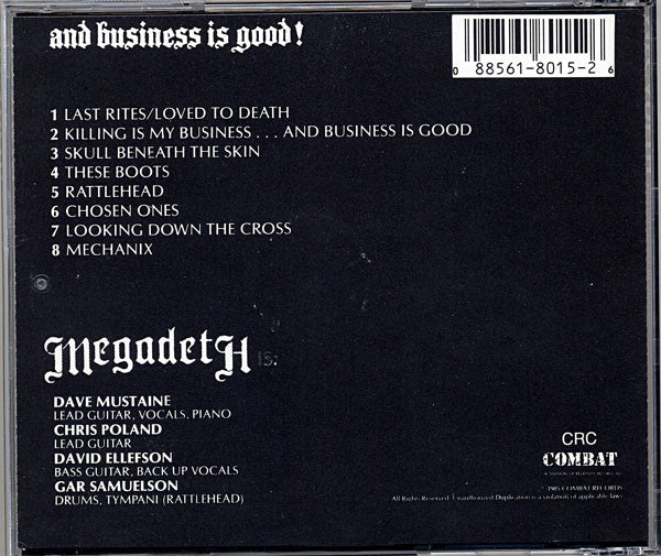 MEGADETH Killing Is My Business...And Business Is Good! Used CD, VG+