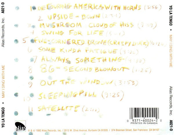 YO LA TENGO May I Sing With Me CD, like new