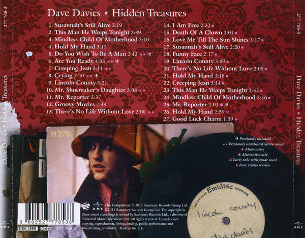 DAVE DAVIES Hidden Treasure CD, like new