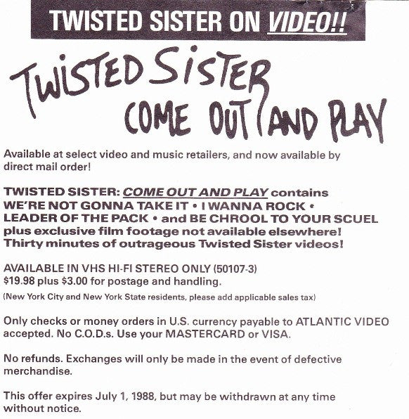TWISTED SISTER Love Is For Suckers, 1st press CD, like new