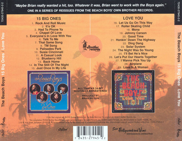 BEACH BOYS 15 Big Ones / Love You Used CD, like new