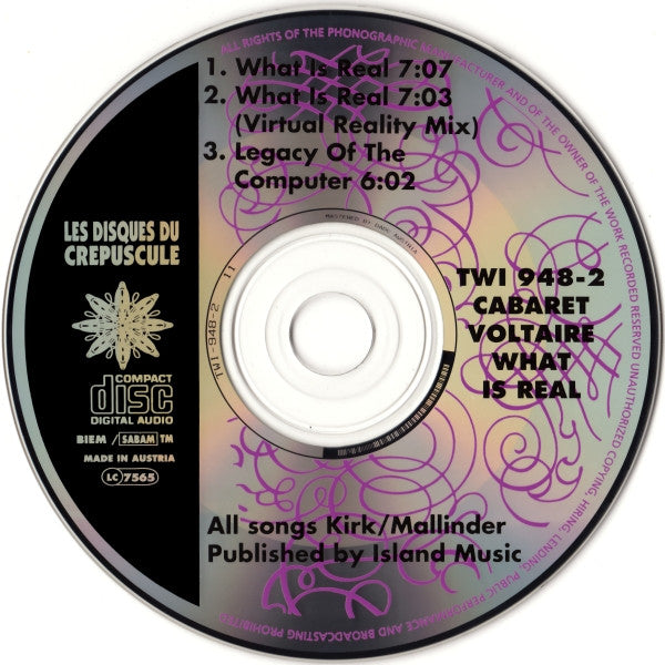 CABARET VOLTAIRE What Is Real (Single) Used CD, VG+