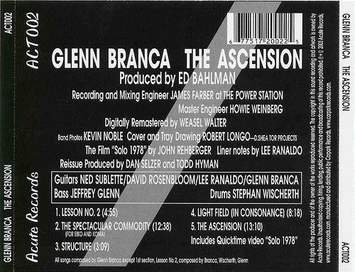 GLENN BRANCA The Ascension CD, like new