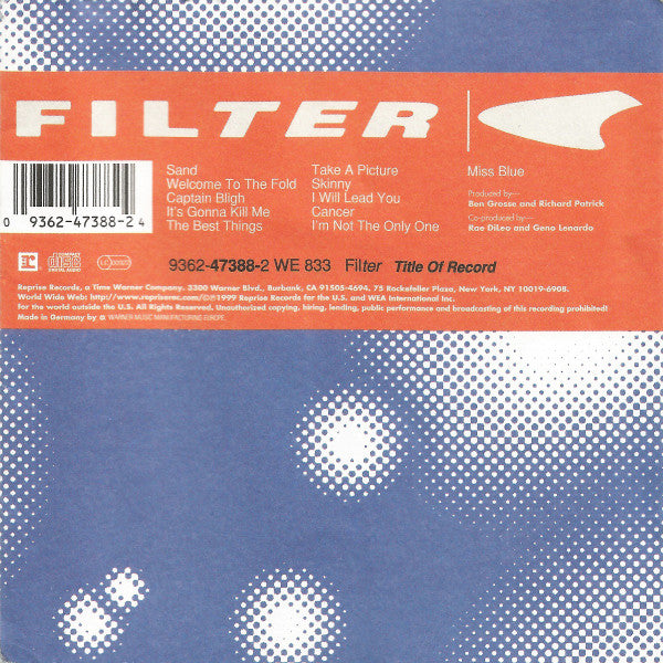 FILTER Title Of Record CD, new/sealed