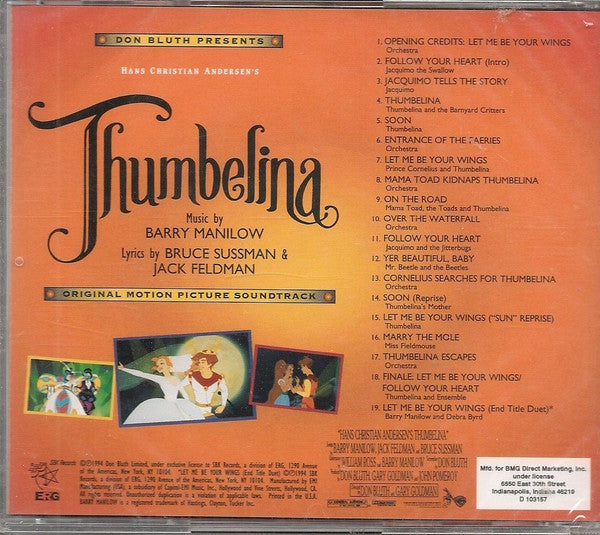 BARRY MANILOW Don Bluth Presents Thumbelina Soundtrack CD, cd very good plus