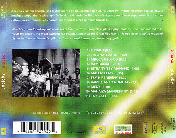 JAOJOBY E Tiako CD, like new