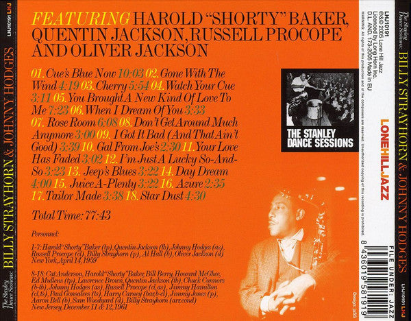 BILLY STRAYHORN & JOHNNY HODGES The Stanley Dance Sessions Used CD, Like New