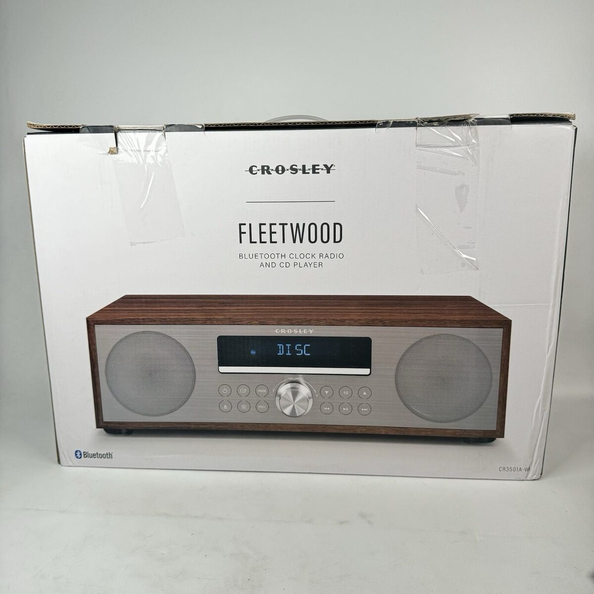 CROSLEY Fleetwood Bluetooth Clock Radio and CD Player with remote control (stock photo used)