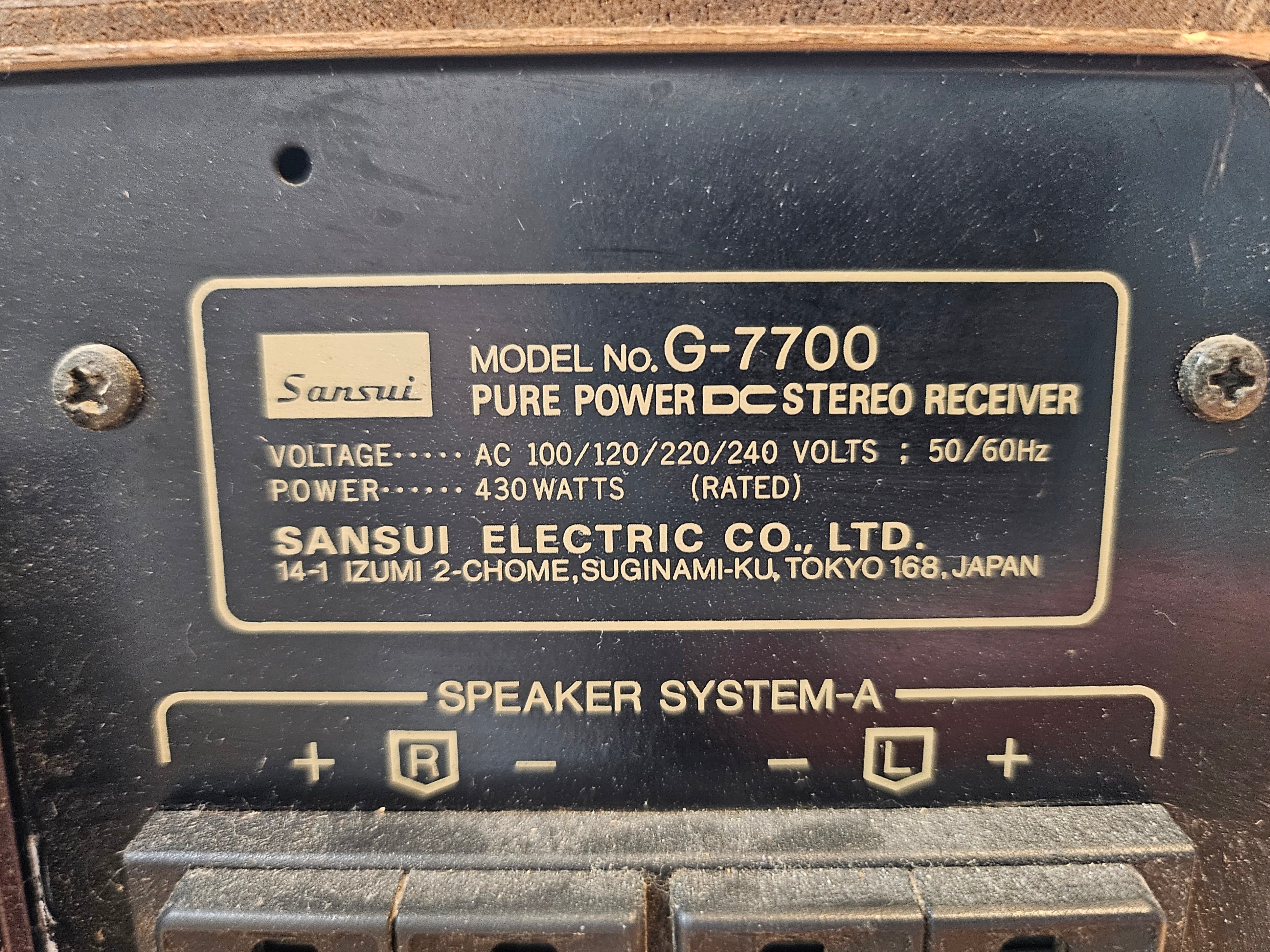 Sansui G-770 Stereo Receiver