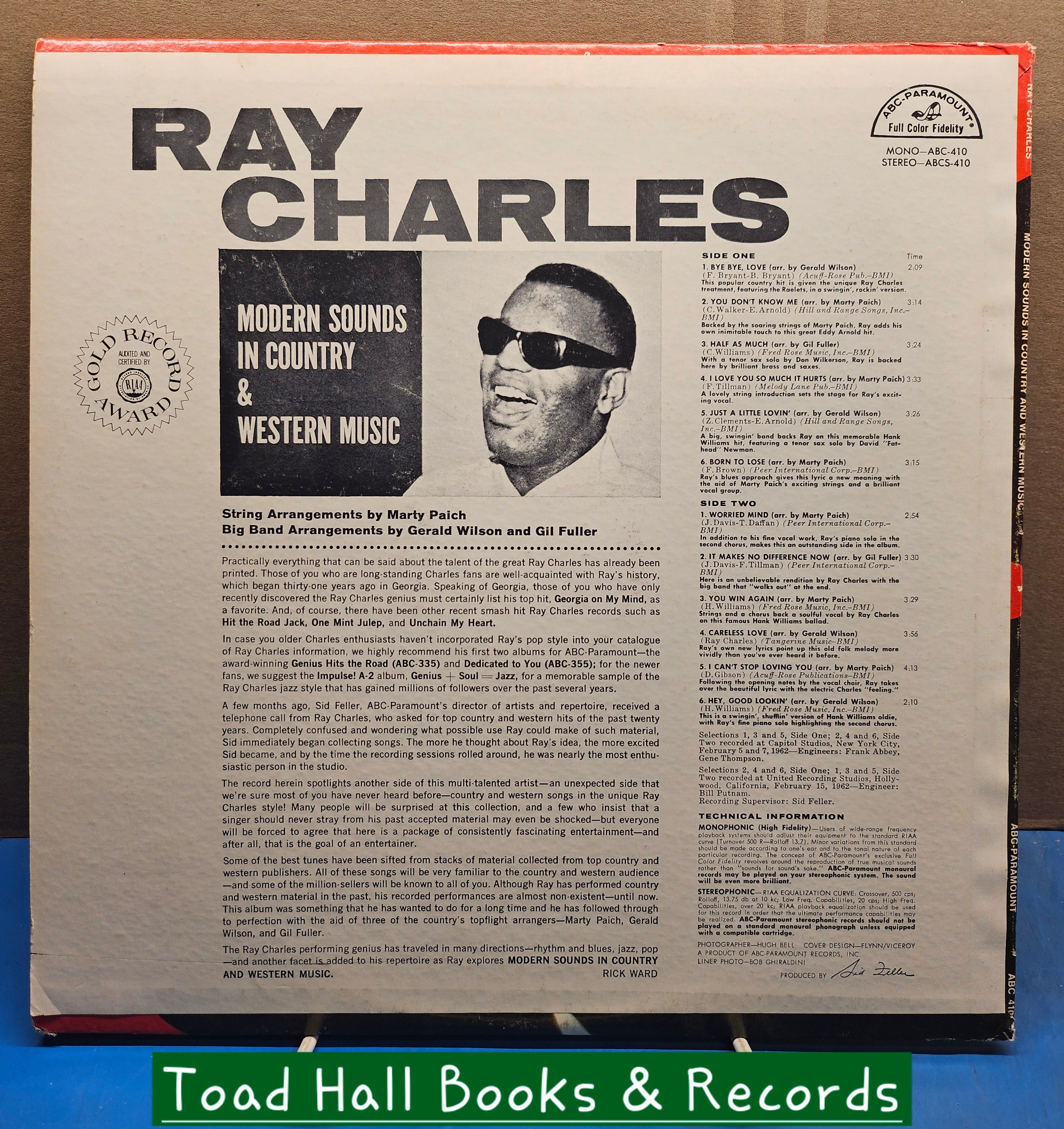 Ray Charles  Modern Sounds In Country And Western Music Used Vinyl LP