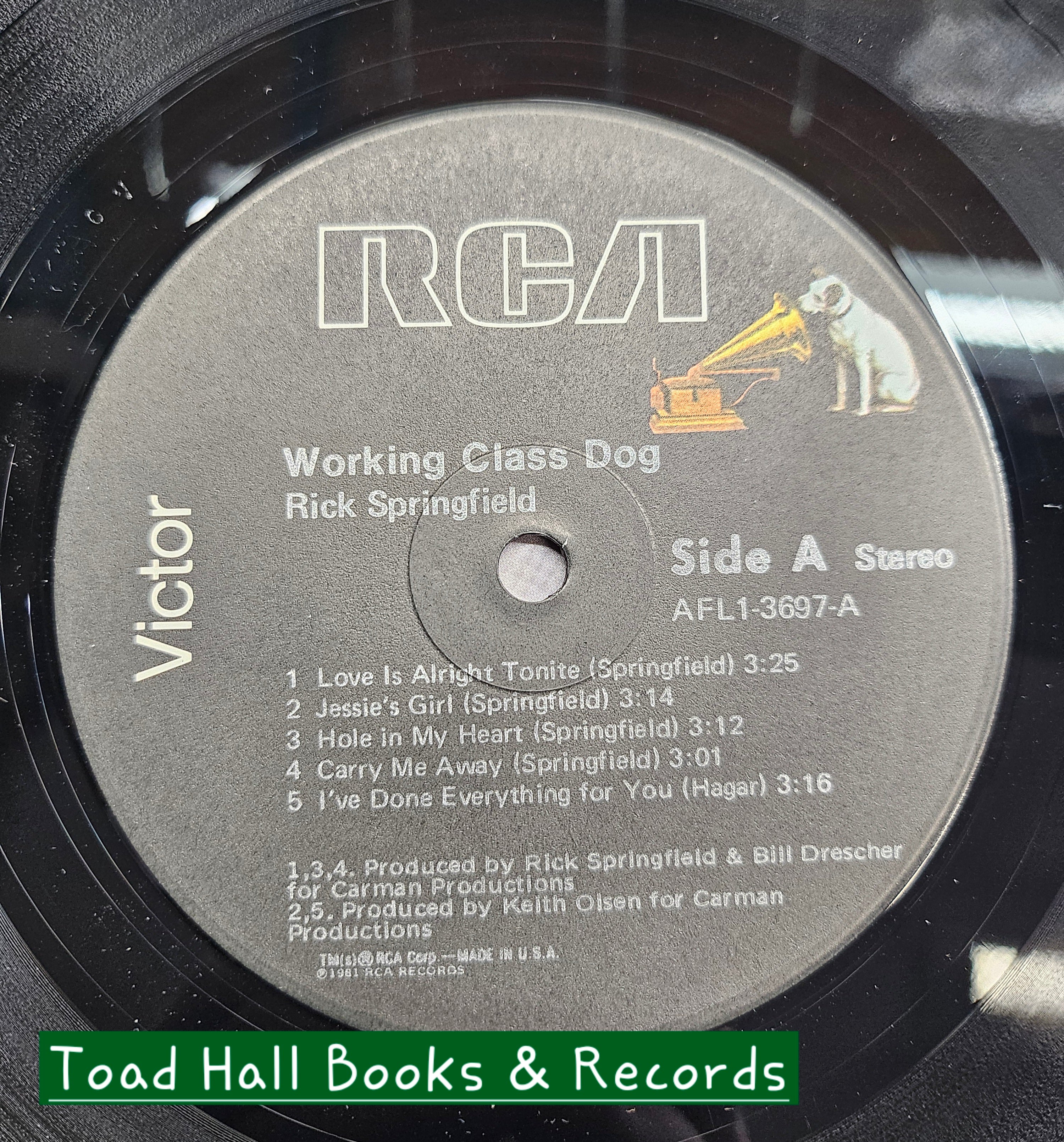 Rick Springfield Working Class Dog  Used Vinyl LP